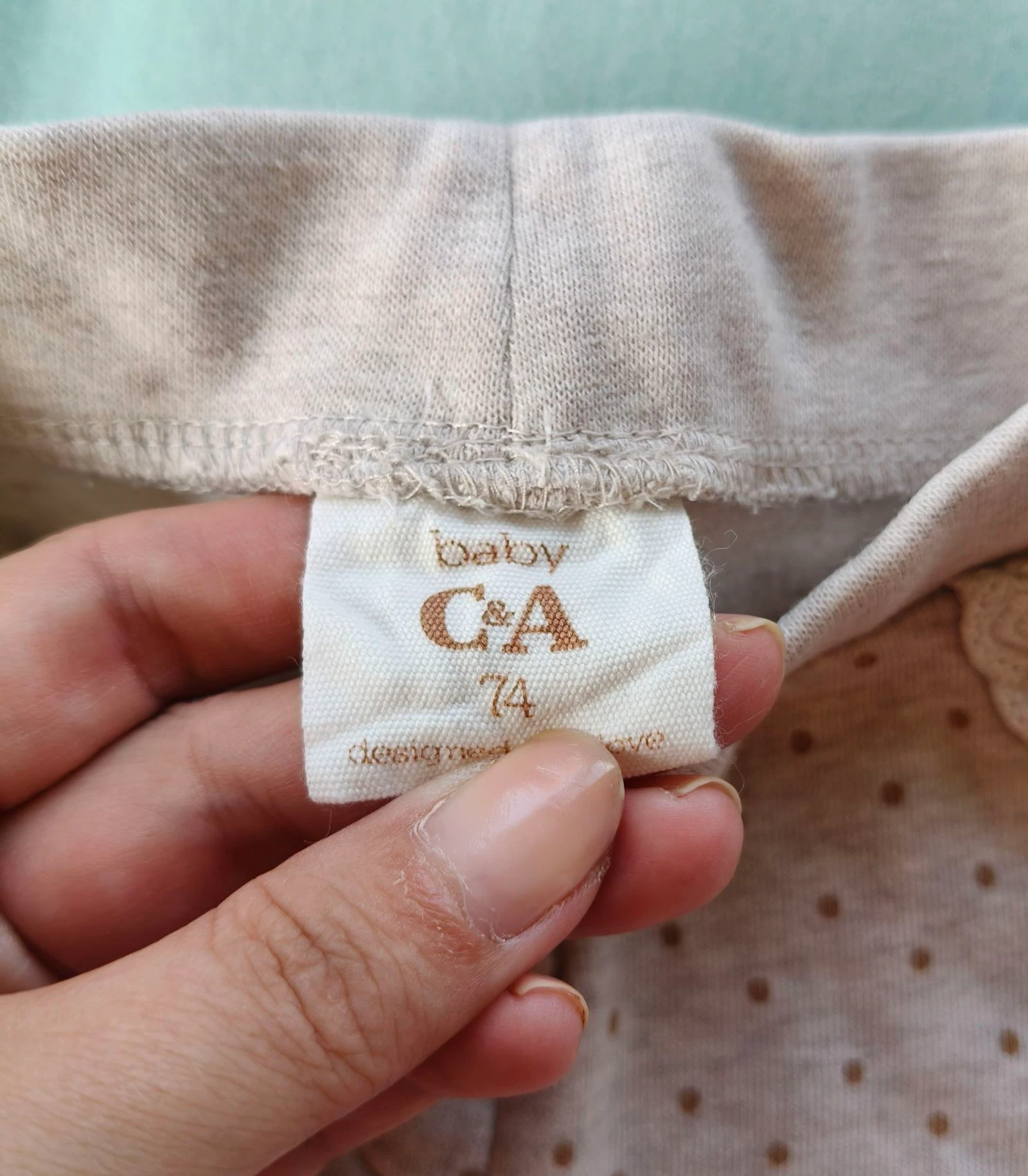 Pantalón abrigado para niña C&A beige con lunares 74 cm – photo 3